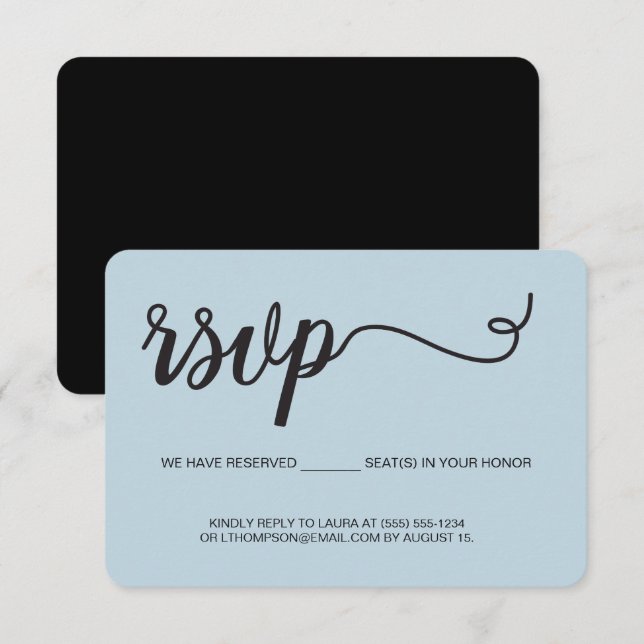 Tarjeta De Recepción Asiento reservado Dusty Blue RSVP sin correo (Anverso / Reverso)