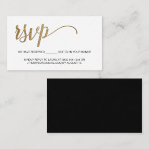 Tarjeta De Recepción Asiento Reservado Pequeño RSVP de Oro Moderno sin 