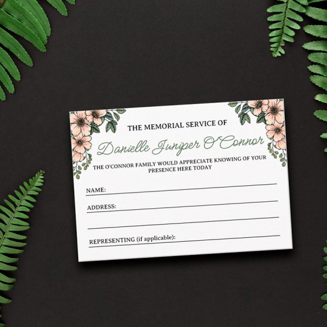 Tarjeta De Recepción Asistencia al servicio conmemorativo Rubor Pink Fl (Subido por el creador)