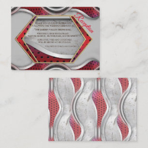 Tarjeta De Recepción Aspecto moderno y audaz de textura gris 3D metálic