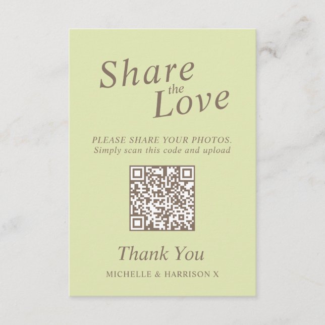 Tarjeta De Recepción Aspen green catkins Boda QR compartir amor boda (Anverso)