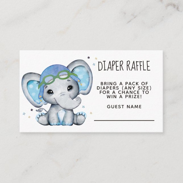 Tarjeta De Recepción Asqueroso Elefante Airplane Diaper Raffle (Anverso)