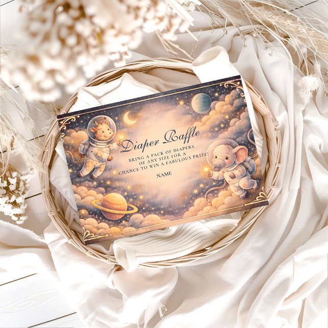 Tarjeta De Recepción Astronaut Animals Space Diapper Raffle (Subido por el creador)
