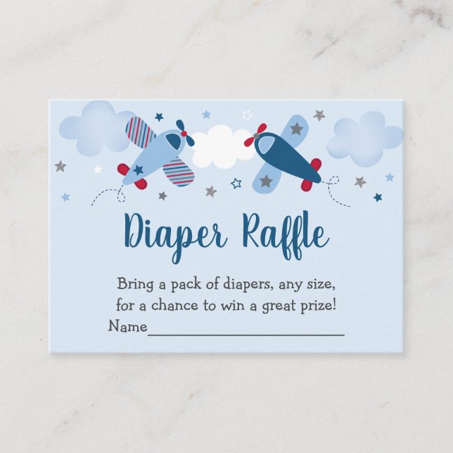 Tarjeta De Recepción Ataques de avión nubes Baby Shower Diaper Raffle (Anverso)