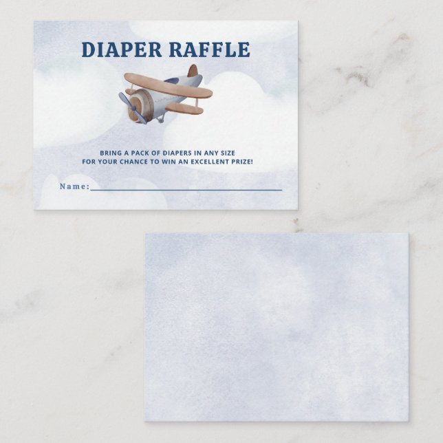 Tarjeta De Recepción Aterrizar pronto avión Baby Shower Diaper Raffle (Anverso / Reverso)