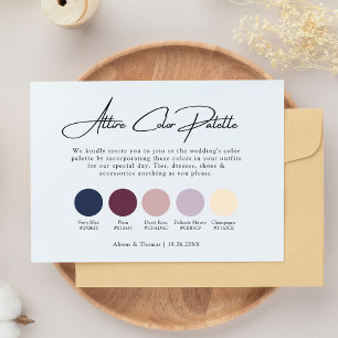 Tarjeta De Recepción Atractivo de paleta de color azul y ciruela de la 