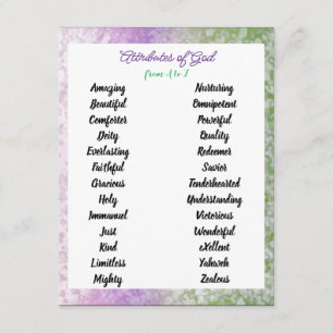 Tarjeta De Recepción Atributos de Dios de la carta de Personalizable A 