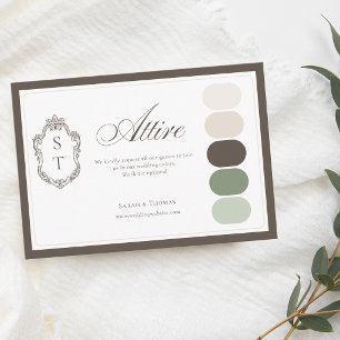 Tarjeta De Recepción Atuendo de boda color verde salvia crema moca