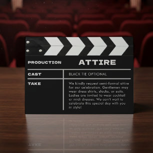 Tarjeta De Recepción Atuendo de boda con claqueta de cine