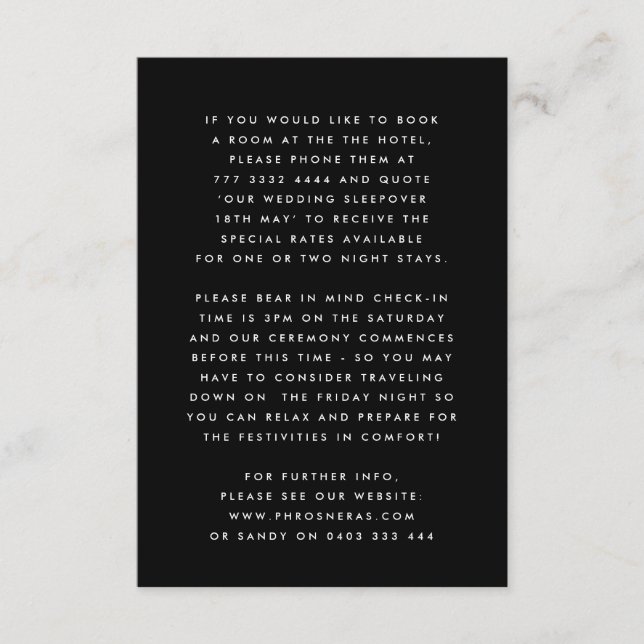 Tarjeta De Recepción Audénticos Nombres Ultra Modernos Gran Boda Simple (Anverso)