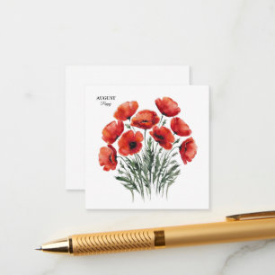 Tarjeta De Recepción August Poppy Bloom - Regalo de cumpleaños personal