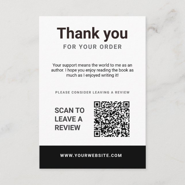 Tarjeta De Recepción Author Thank You Insert Card Book Review Request (Anverso)