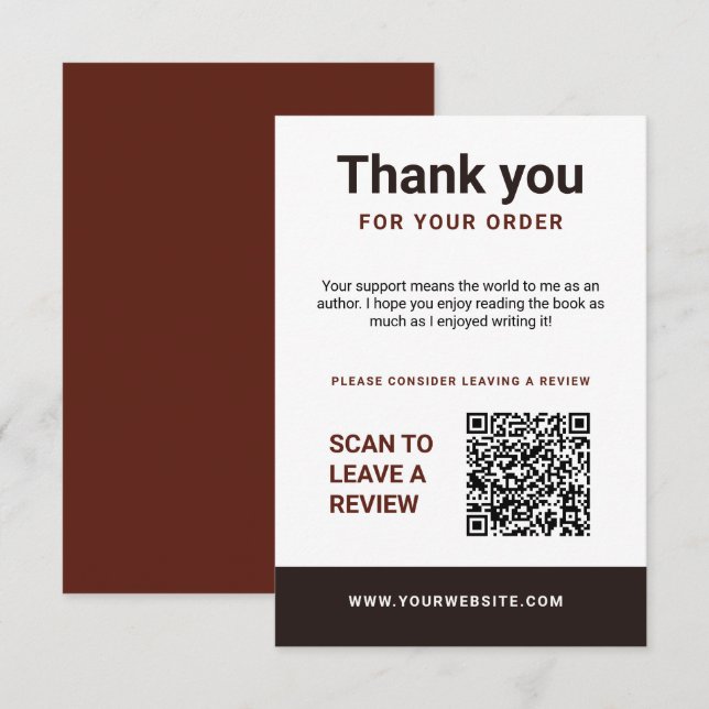 Tarjeta De Recepción Author Thank You Insert Card Book Review Request (Anverso / Reverso)