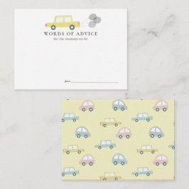 Tarjeta De Recepción Auto con consejos de Baby Shower amarillos para gl