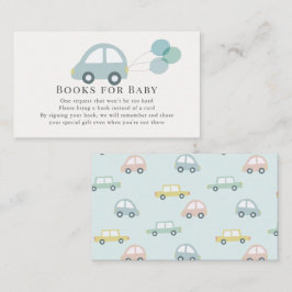 Tarjeta De Recepción Auto con solicitud de libro Balloons Blue Boy
