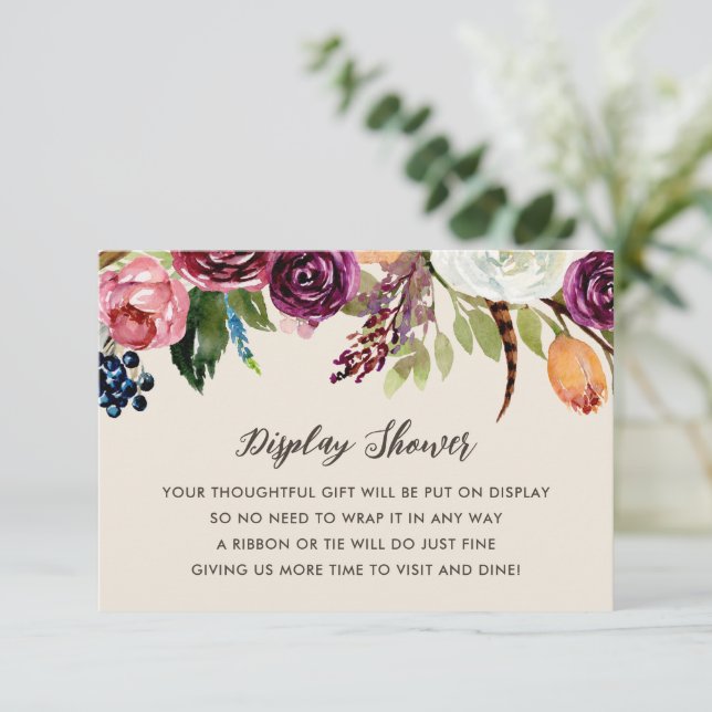 Tarjeta De Recepción Autumn Boho Blooms Display Shower No Gift Wrap (Anverso de pie)