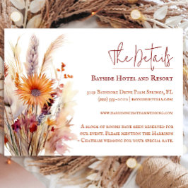 Tarjeta De Recepción Autumn Boho Floral Boda | Blanco