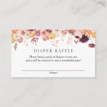 Autumn Burgundy Diaper Raffle Enclosure Card