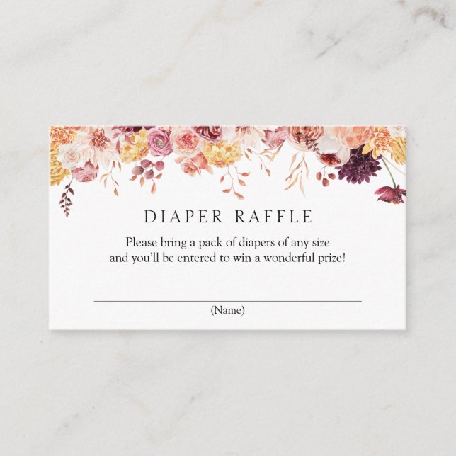 Tarjeta De Recepción Autumn Burgundy Diaper Raffle Enclosure Card (Anverso)