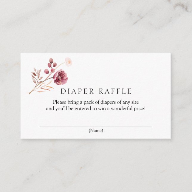 Tarjeta De Recepción Autumn Burgundy Diaper Raffle Enclosure Card (Anverso)