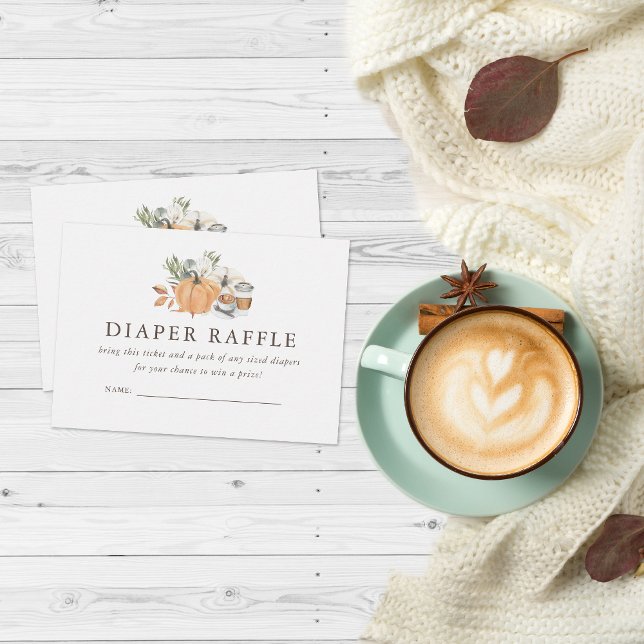 Tarjeta De Recepción Autumn Coffee Baby Shower | Diaper Raffle (Subido por el creador)