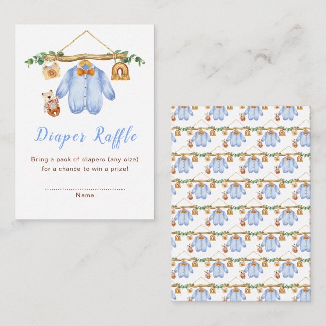 Tarjeta De Recepción Autumn Fall Clothes Line Boy Baby Shower (Anverso / Reverso)