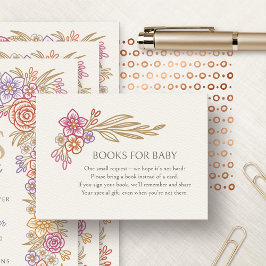 Tarjeta De Recepción Autumn Fall Floral Books Baby Shower