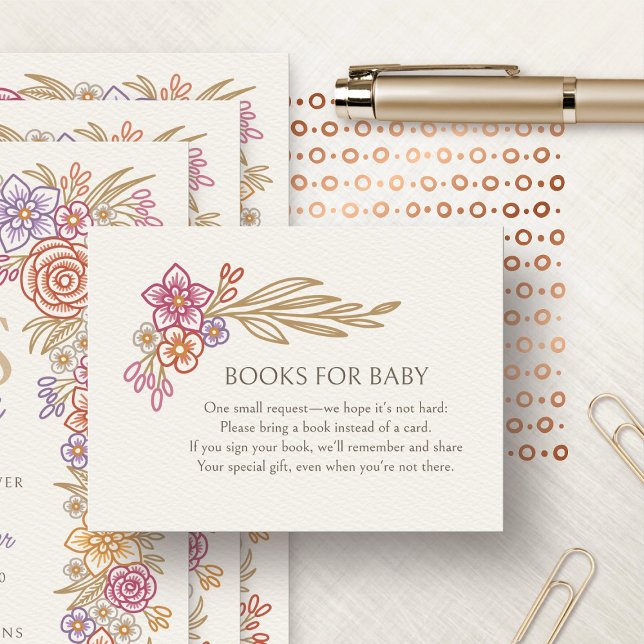 Tarjeta De Recepción Autumn Fall Floral Books Baby Shower (Subido por el creador)