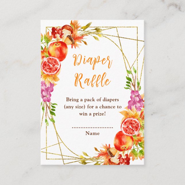 Tarjeta De Recepción Autumn Fall Harvest Baby Shower Diaper Raffle (Anverso)
