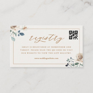 Tarjeta De Recepción Autumn Floral Bridal Shower QR Code Gift Registry