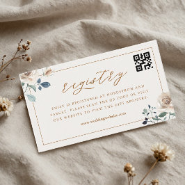 Tarjeta De Recepción Autumn Floral Bridal Shower QR Code Gift Registry