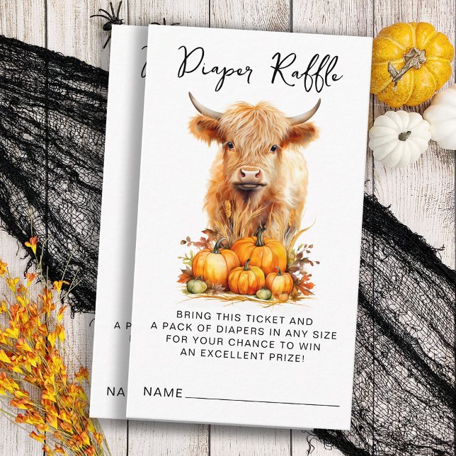 Tarjeta De Recepción Autumn Highland Cow Cute Baby Shower Diaper Raffle (Subido por el creador)