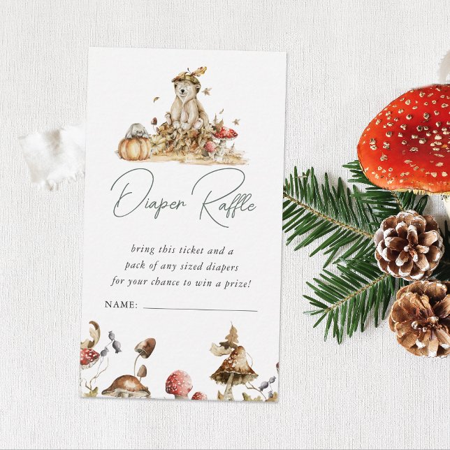 Tarjeta De Recepción Autumn Mushroom | Diaper Raffle forestal de Woodla (Subido por el creador)