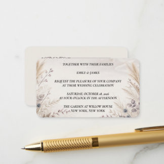 Tarjeta De Recepción Autumn Pampas Grass Wedding Enclosure Card