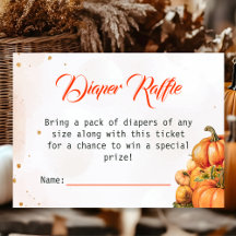 Autumn Pumpkin Diaper Raffle Ticket Baby Shower