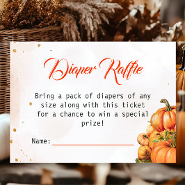 Tarjeta De Recepción Autumn Pumpkin Diaper Raffle Ticket Baby Shower