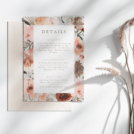 Tarjeta De Recepción Autumn Watercolor Boho Floral Wedding Info