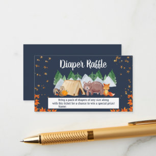 Tarjeta De Recepción Autumn Woodland Animals Diaper Raffle Baby Shower