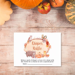 Tarjeta De Recepción Autumn Woodland Animals Diaper Raffle Baby Shower