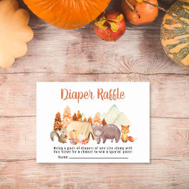 Tarjeta De Recepción Autumn Woodland Animals Diaper Raffle Baby Shower