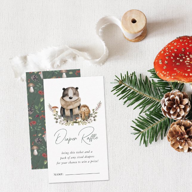 Tarjeta De Recepción Autumn Woodland Forest Baby Shower Diaper Raffle (Subido por el creador)