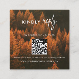 Tarjeta De Recepción Autumn Woods Minimalist Wedding RSVP Card