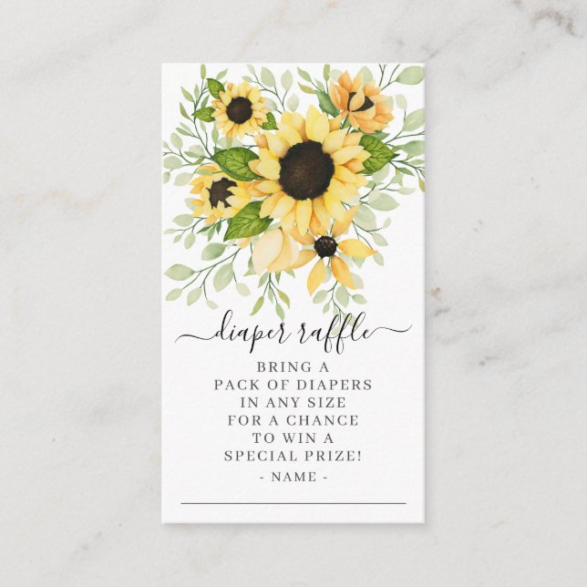 Tarjeta De Recepción Autumt Sunflower Floral Baby Shower Diaper Raffle (Anverso)