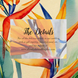 Tarjeta De Recepción Ave tropical del Boda floral del paraíso