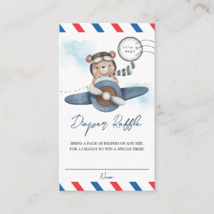 Tarjeta De Recepción Aventura con avión de oso lindo comienza raffle de