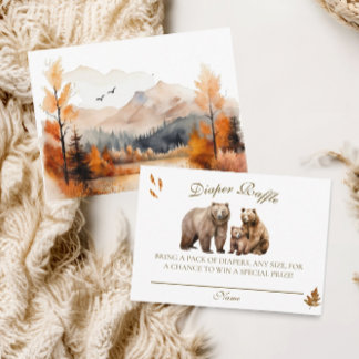 Tarjeta De Recepción Aventura de oso Otoño Montañas Neutral Fiesta de b