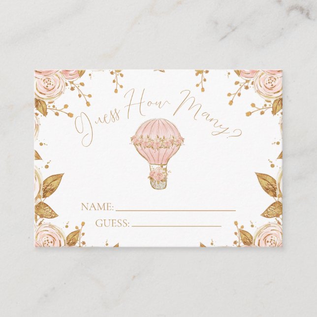 Tarjeta De Recepción Aventura espera globo aerostático adivina cuántos (Anverso)