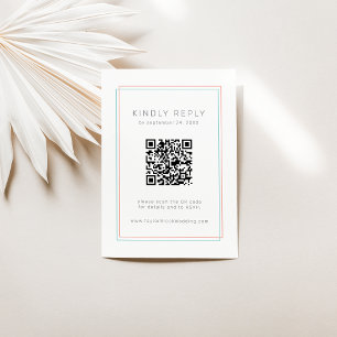 Tarjeta De Recepción AVERY Boda RSVP de código QR de coral moderno y Ve