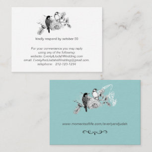 Tarjeta De Recepción Aves de amor de época RSVP Carpinteros Rústicos