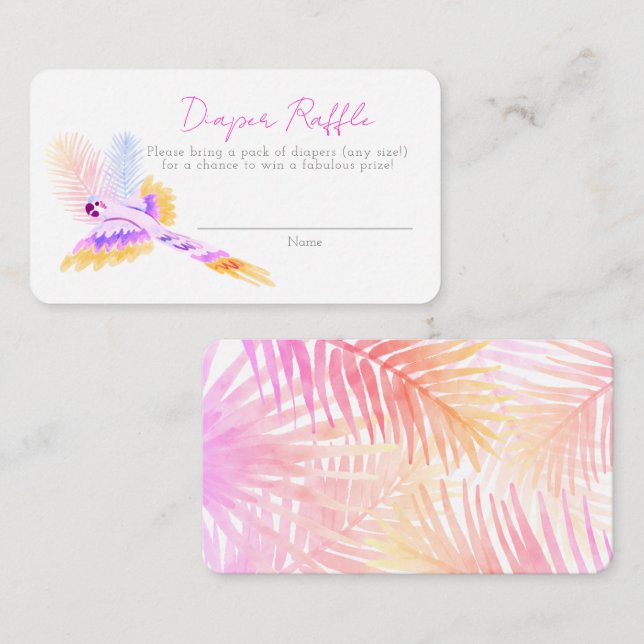 Tarjeta De Recepción Aves tropicales de Hawái Baby Shower Diaper Raffle (Anverso / Reverso)